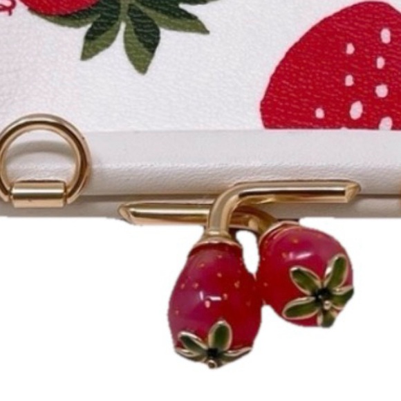 Rare! 🍓Coach Nora Kisslock Card Case Crossbody Chalk & Wild Strawberry + COA🍓 - Picture 7 of 13